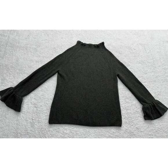 Banana Republic Sweater Merino Wool Cashmere Ruffle Mock Neck Green Womens Sm - Picture 11 of 12